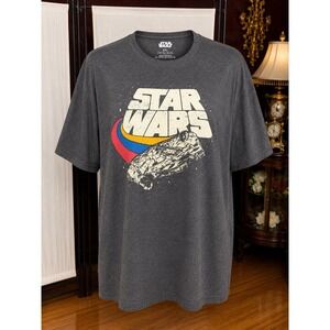 Star Wars Millennium Falcon Retro Graphic T-Shirt Men's 4XL Fifth Sun Gray